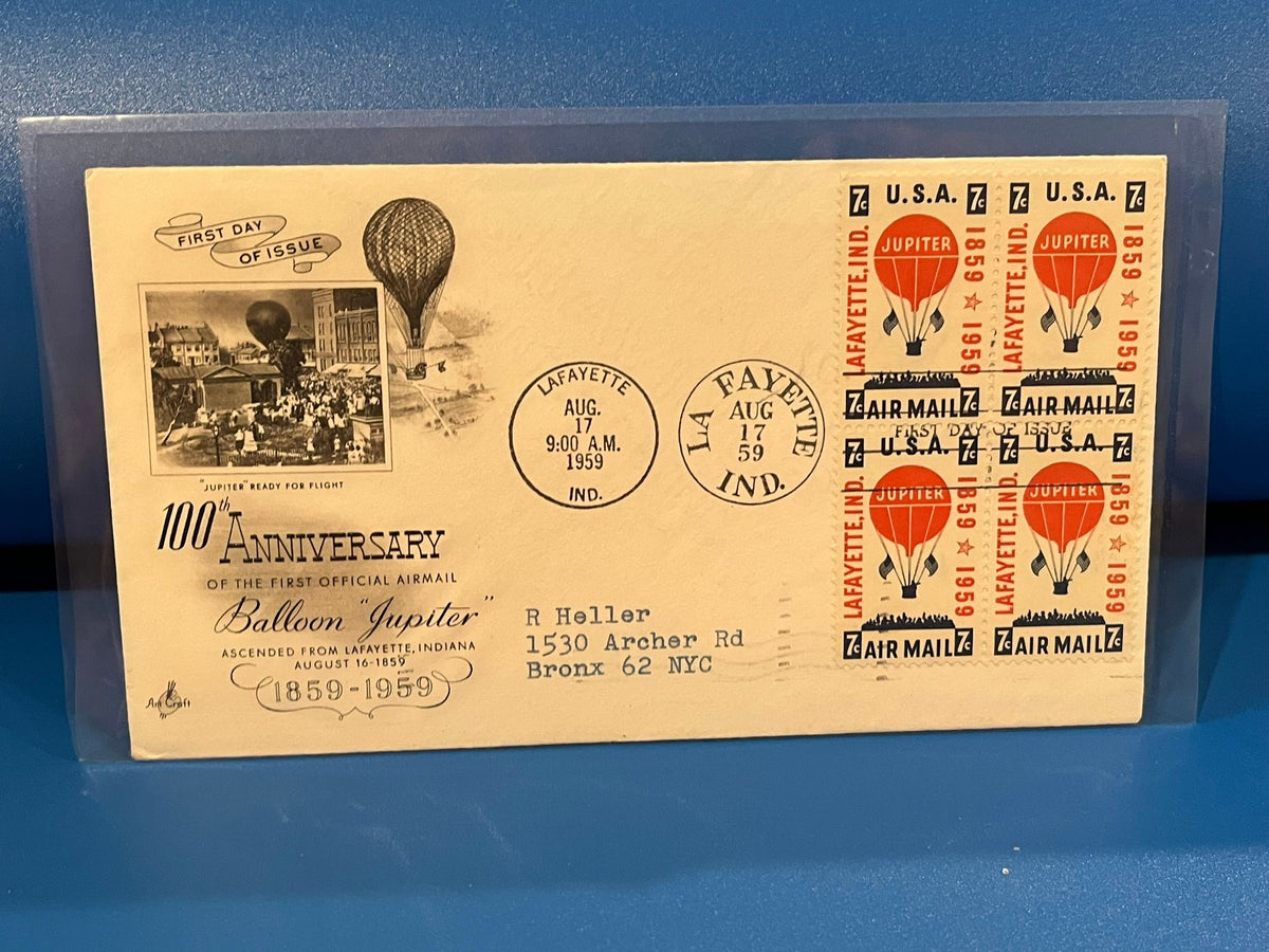 Baloon Jupiter 100th Anniversary. Art Craft cachet. 1959