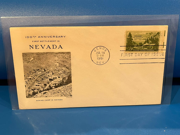 100th Anniversary of the First Settlement in Nevada FDC. Grimsland cachet. 1951