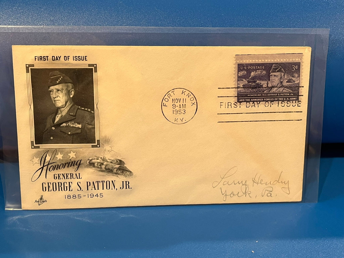 Honoring General George S. Patton FDC. Art Craft cachet. 1953