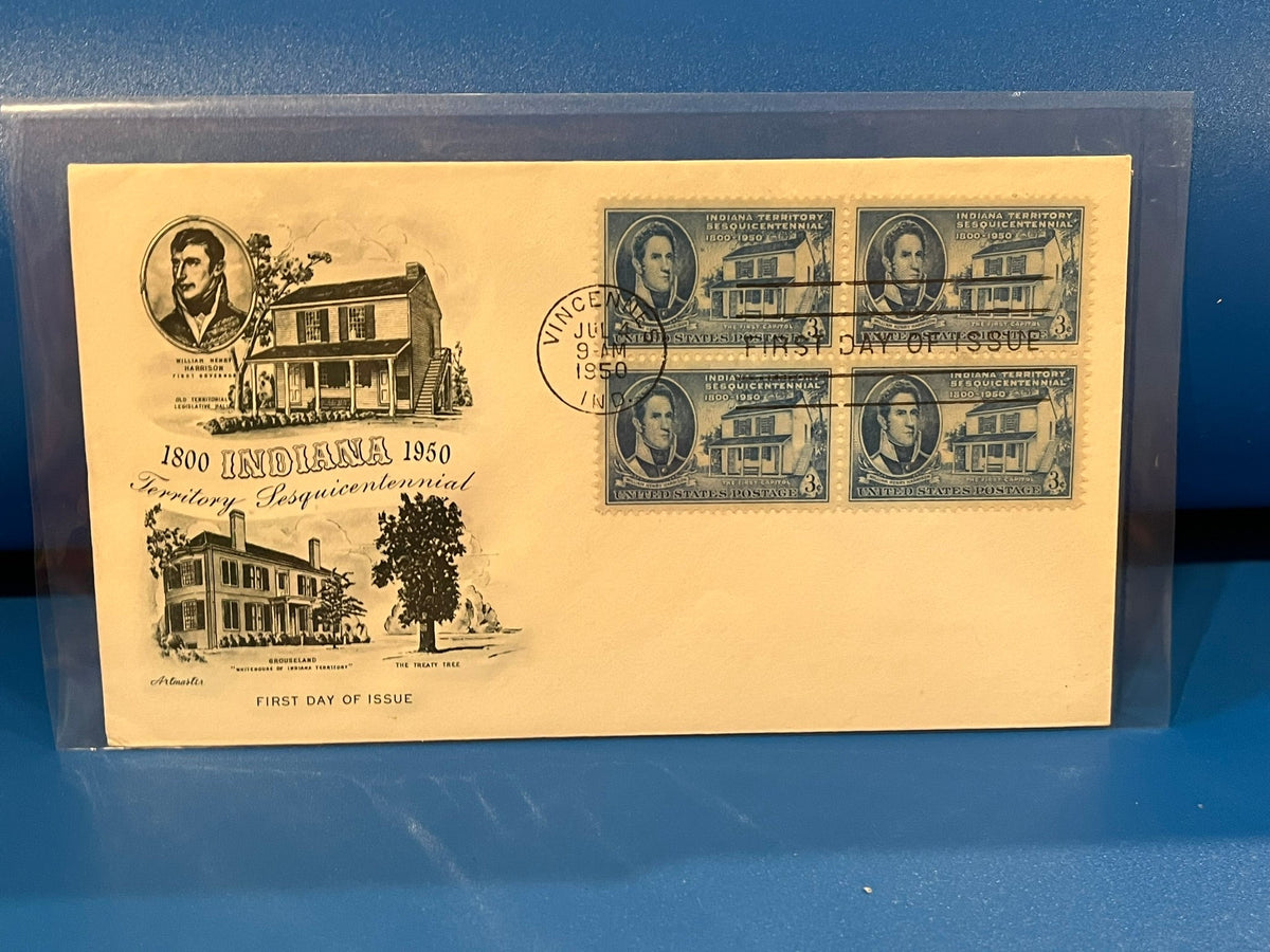 Indiana Sesquicentennial FDC. Artmaster cachet. 1950