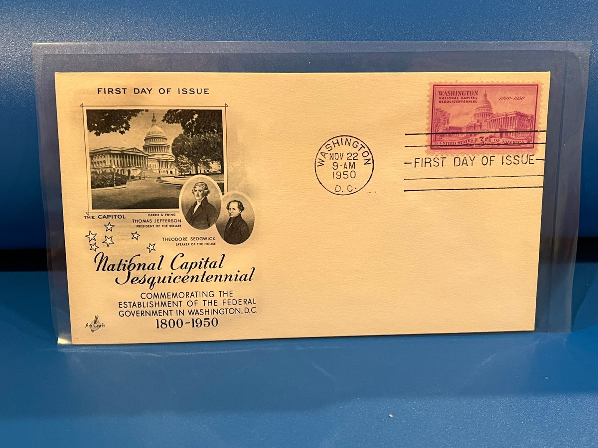 National Capital Sesquicentennial FDC. Art Craft cachet. 1950