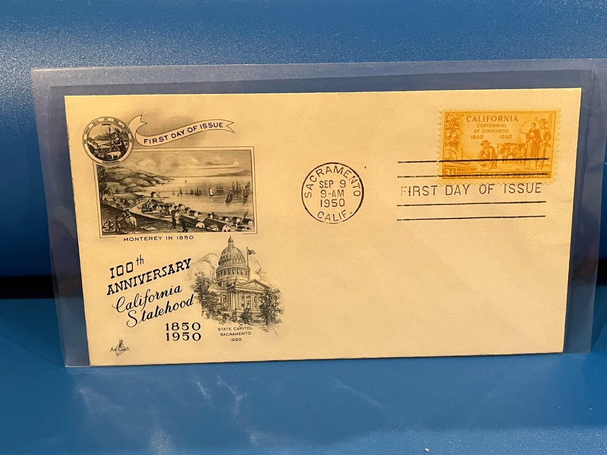 California 100th Anniversary FDC. Art Craft Cachet. 1950