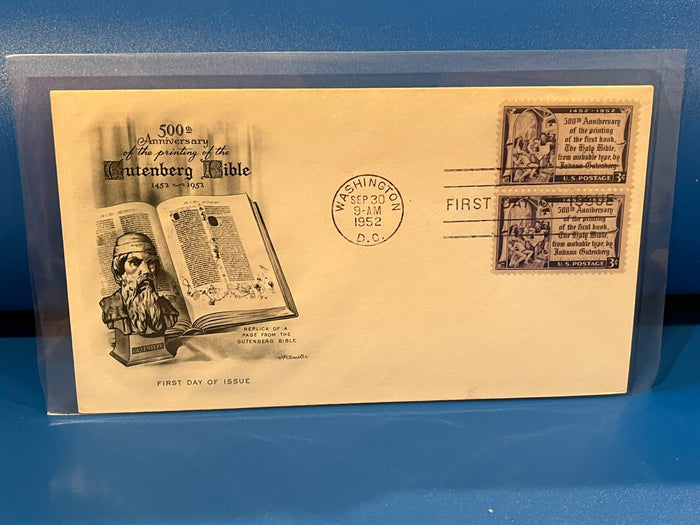 Gutenberg Bible FDC. Steelcraft Cachet. 1952