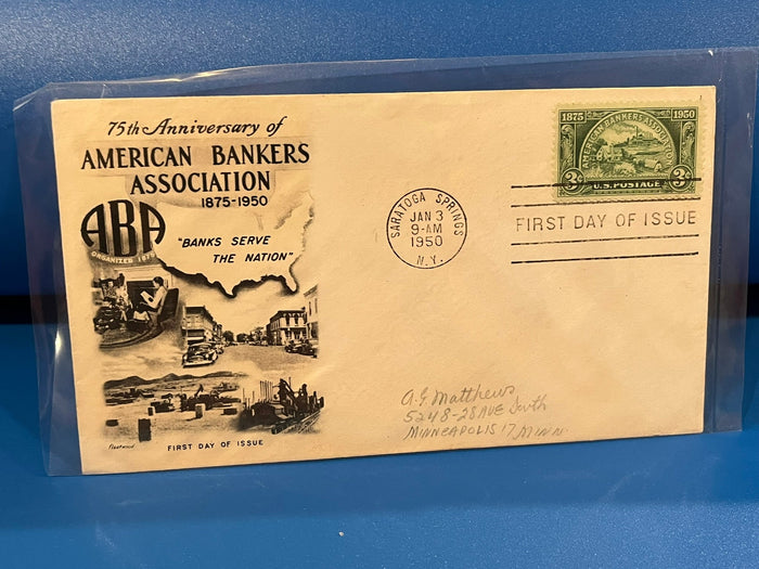 American Bankers Association 75th  Anniversary FDC. Fleetwood Cachet. 1950