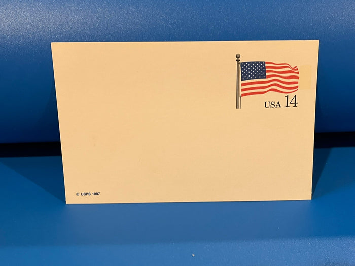 1987 American Flag postcard. (Unuied)
