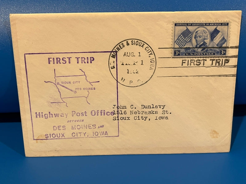 First Trip - Highway Post Office between Des Moines and Sioux City, Iowa. 1952