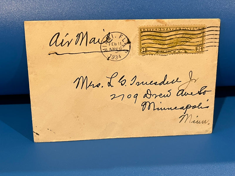 1934 Air Mail Letter. - Envelope from The Lincoln Hotel - Miami Beach Fla.