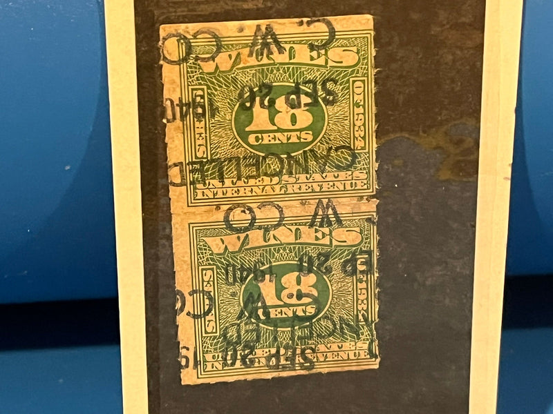 1940 18c Wine Stamp. Rouletted.  RE98