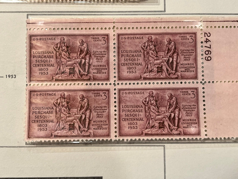 Louisiana Purchase Plate Block. MNH. 1953