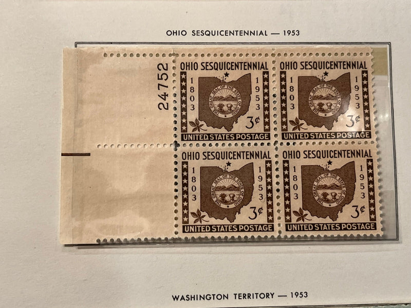 Ohio Sesquicentennial plate block. MNH. 1953