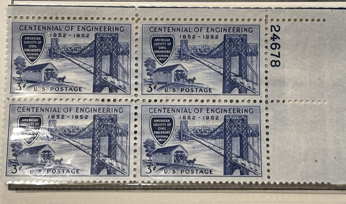 Centennial of Engineering plate block. MNH. 1952