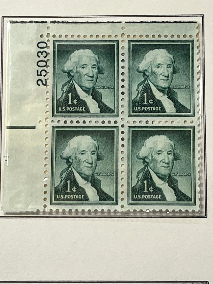 Washington 1c Plate block. MNH. 1954