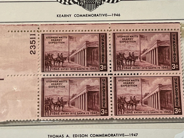 Kearny Commemorative plate block. MNH. 1946