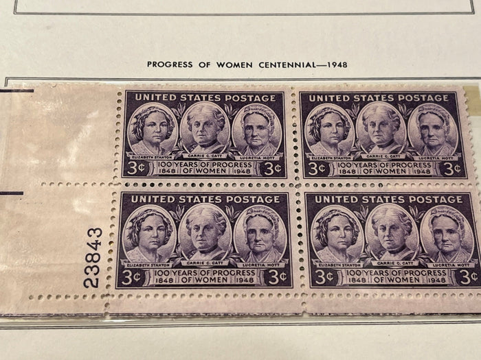 Progress of Women plate block. MNH. 1948