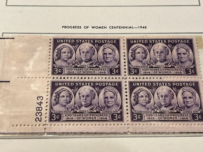 Progress of Women plate block. MNH. 1948