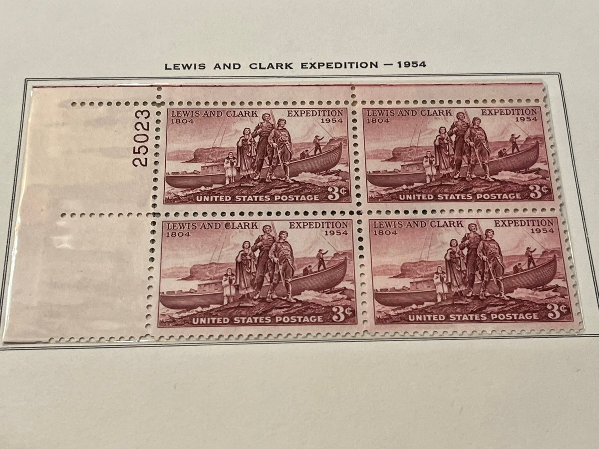 Lewis and Clark Expediiton plate block. MNH. 1954