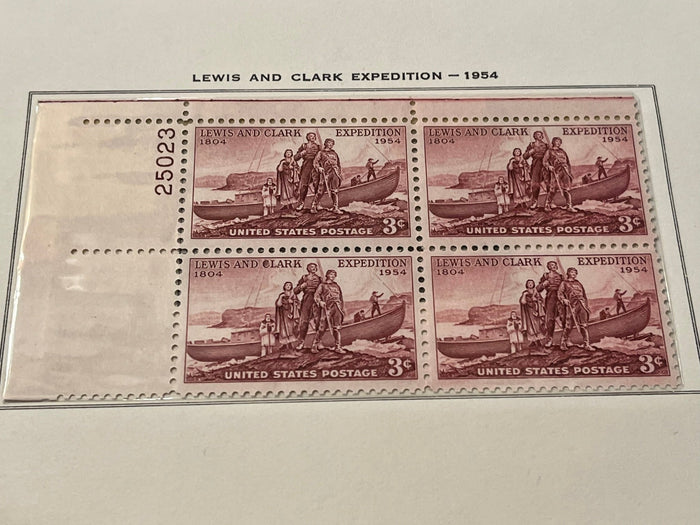 Lewis and Clark Expediiton plate block. MNH. 1954