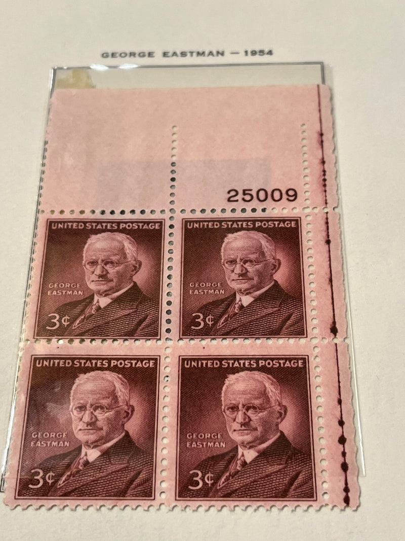 George Eastman plate block. MNH. 1954