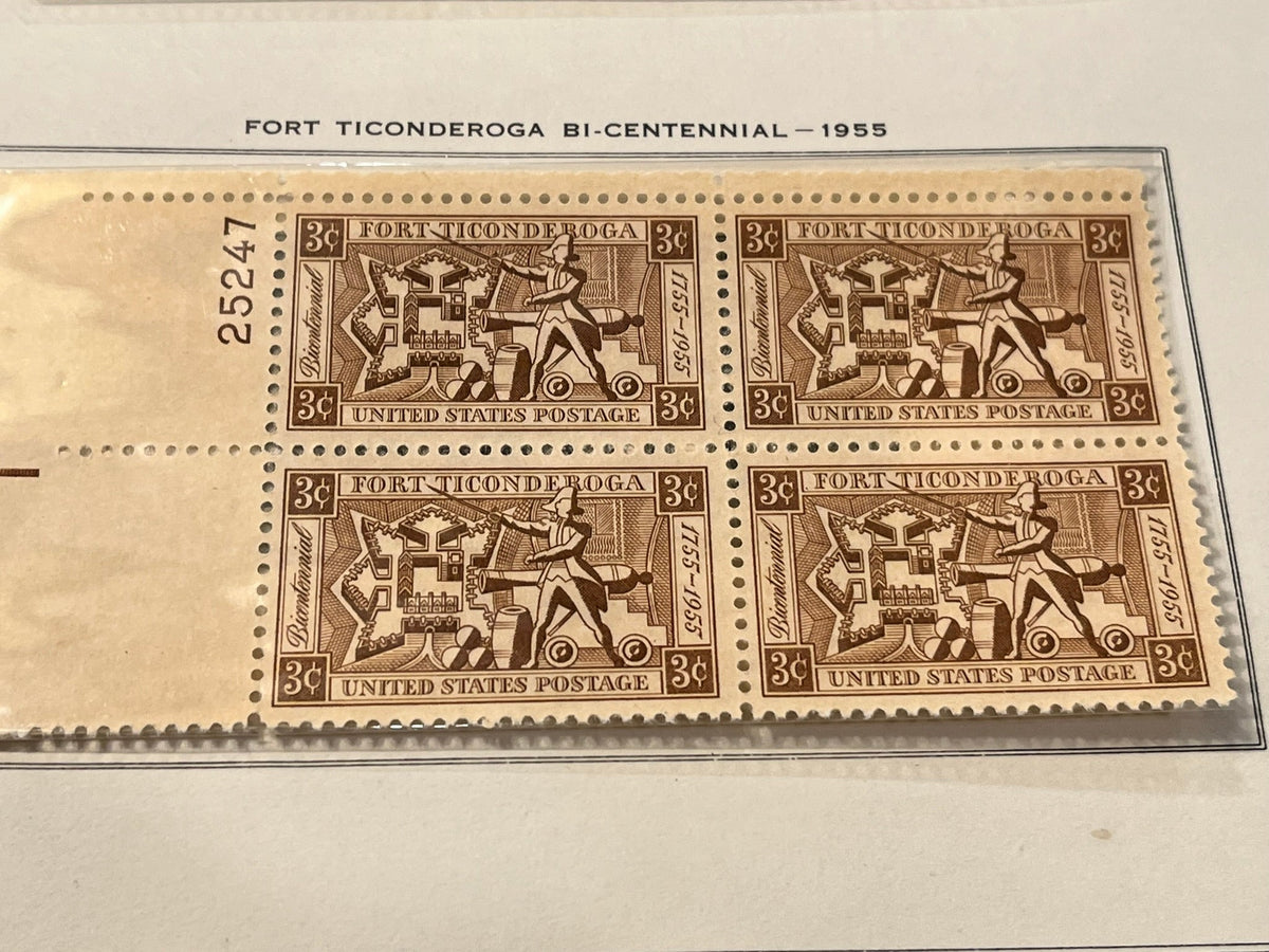 Fort Ticonderoga Plate Block - 1955