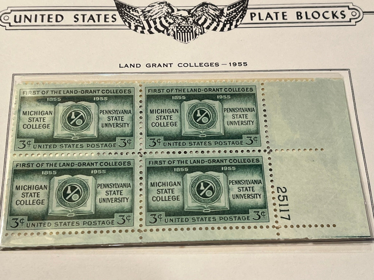 Land Grant Colleges plate block. - 1955