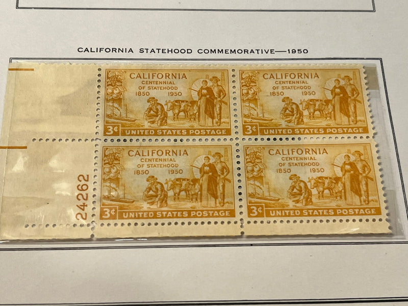 California Statehood Commenorative  plate block - 1950