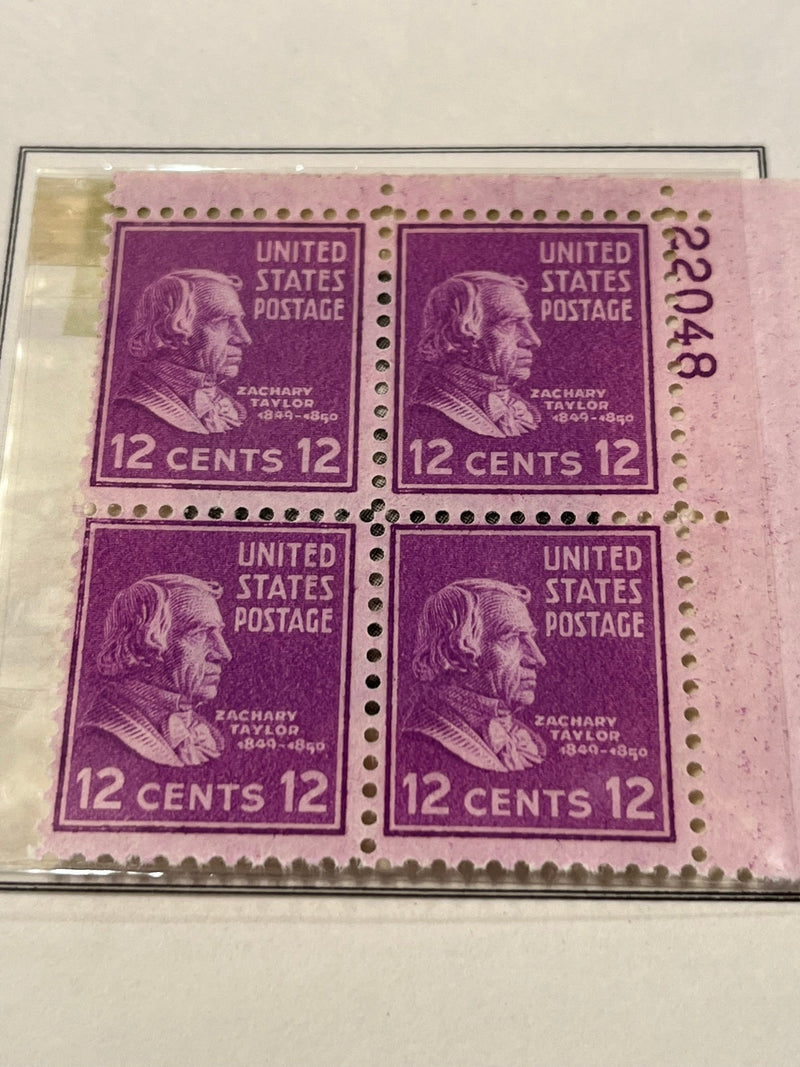 Zachary Taylor plate block - 1938