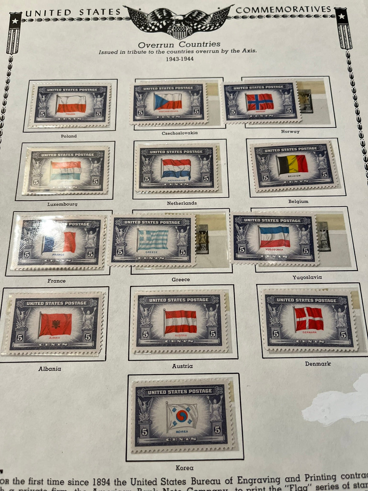 Overrun Countries Mint set 1943-1944