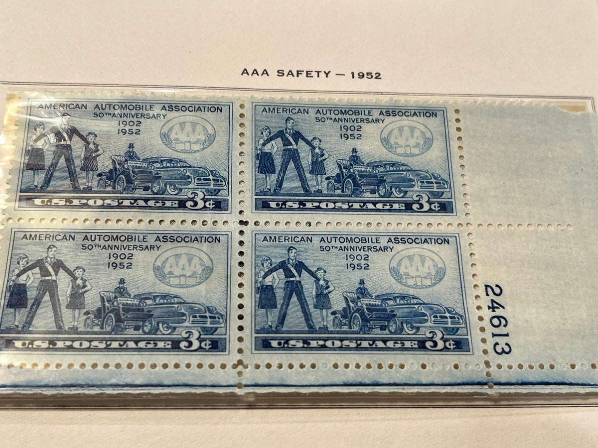 Automobile Association plate block. MNH. 1952