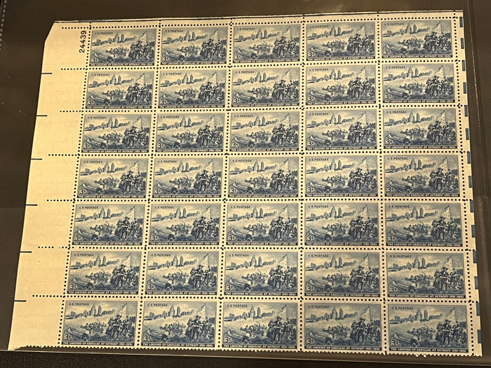 Landing of Cadillac in Detroit Mint Sheet. #1000. 1951 MNH