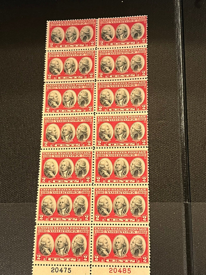 2c Yorktown Plate block of 14