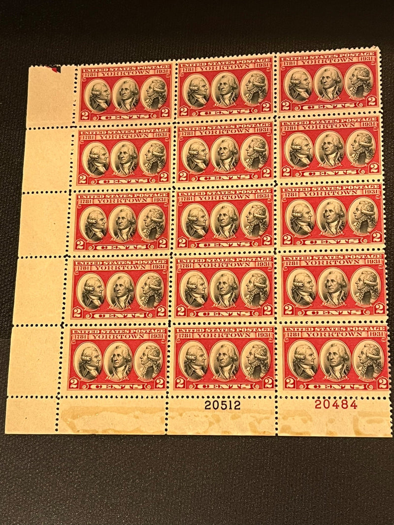 2c Yorktown Plate block of 10