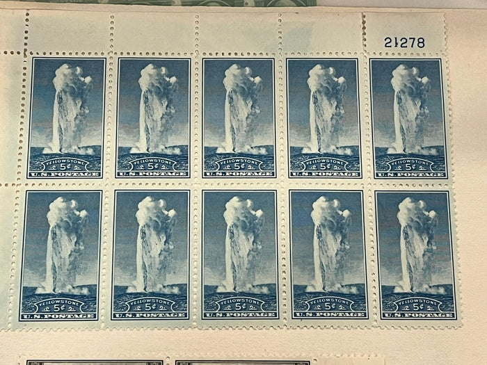 5c Yellowstone National Park Plate block of 10