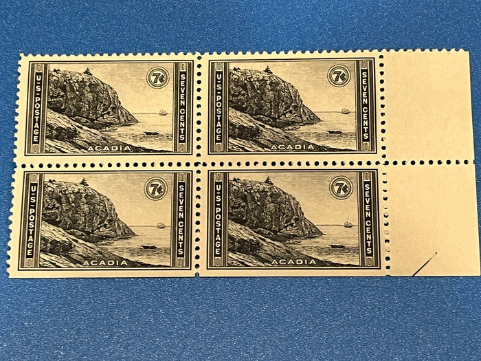 7c Acadia Naitonal Park plate block. Perf