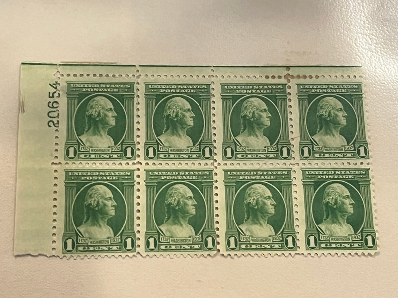 1c Washington Centennial block of 8