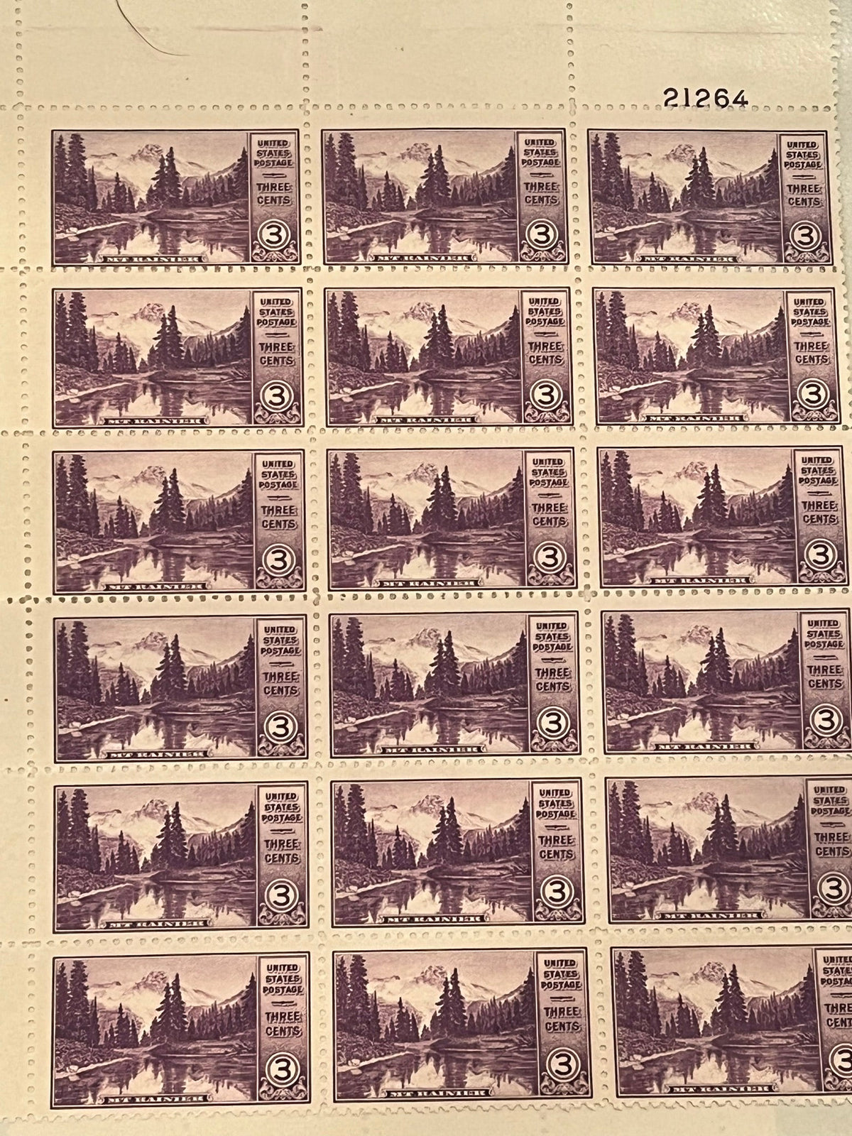 3c Mount Ranier sheet of 18