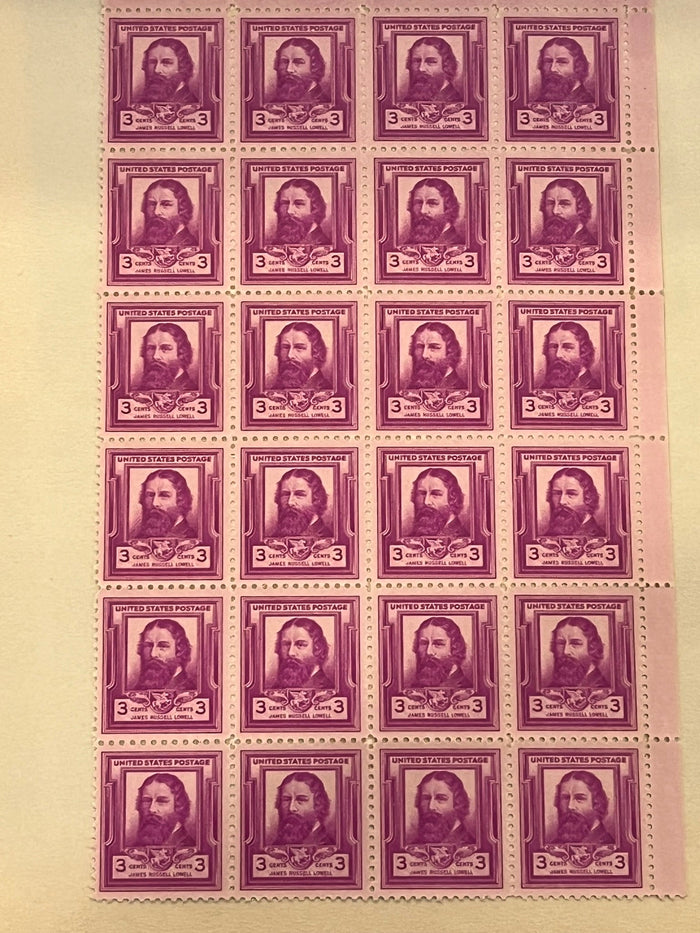 3c James Russell Lowell sheet of 24