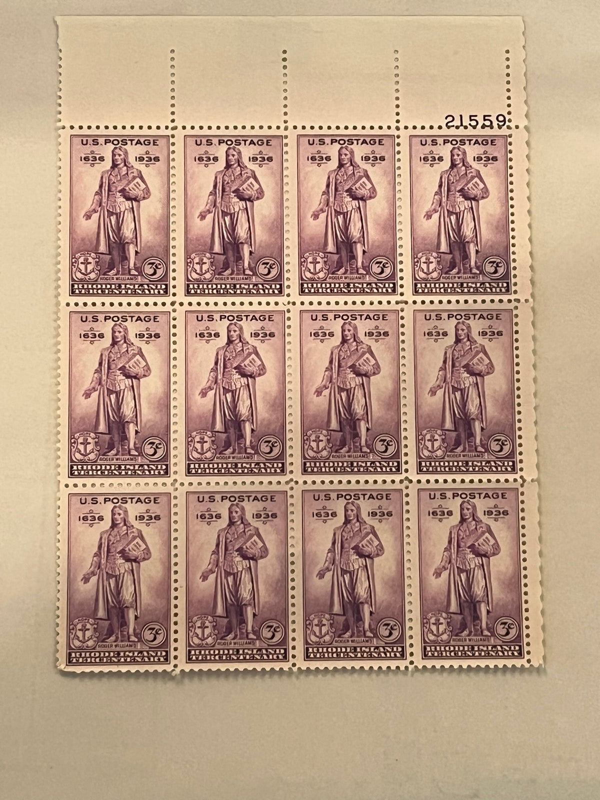 3c Rhode Island block of 6