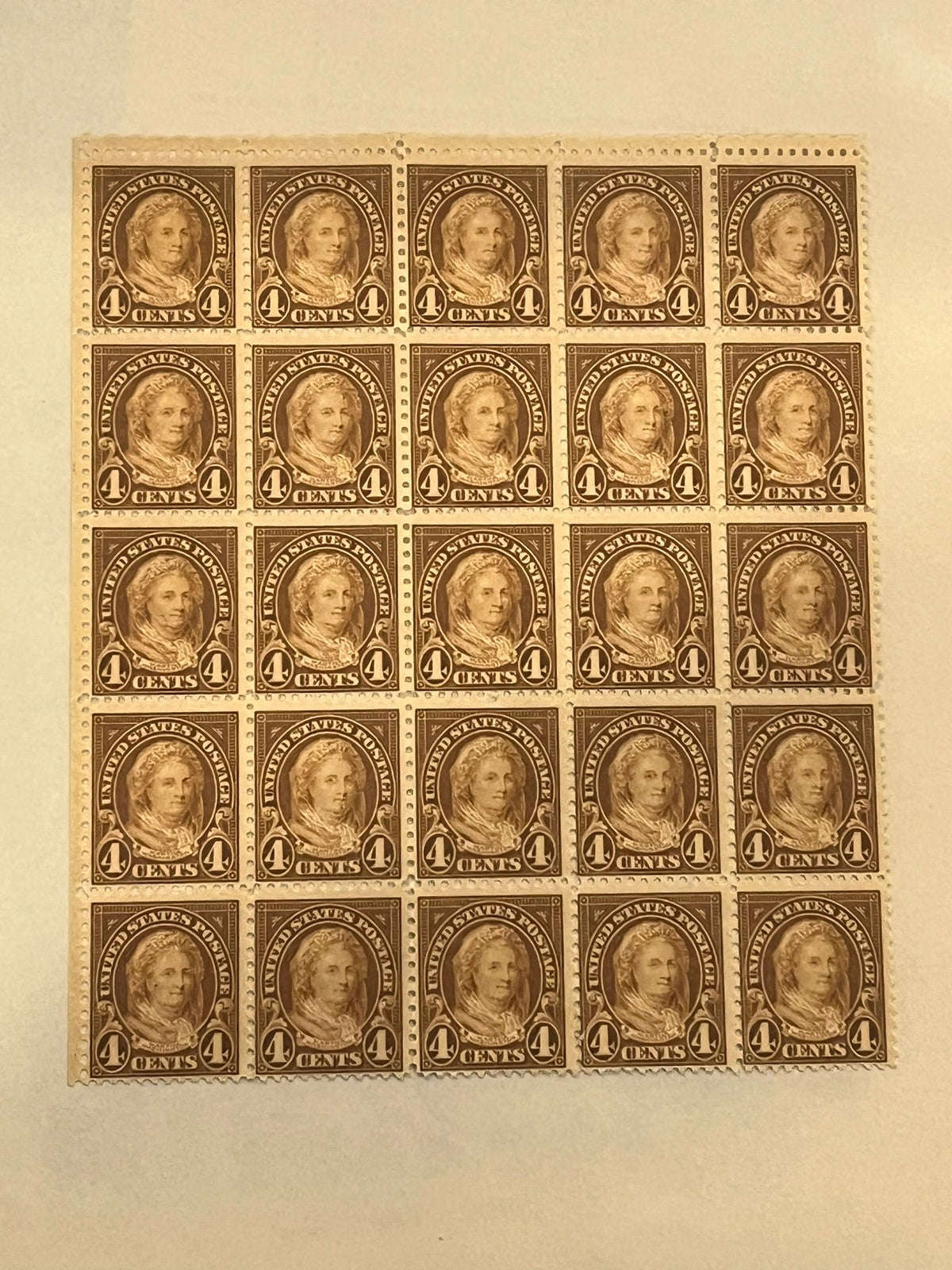 4c Martha Washington sheet of 25