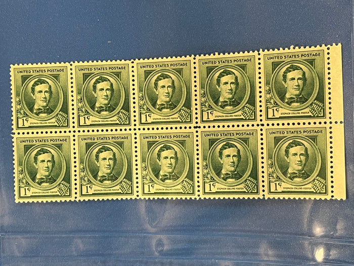 1c Stephen Foster sheet of 10 stamps