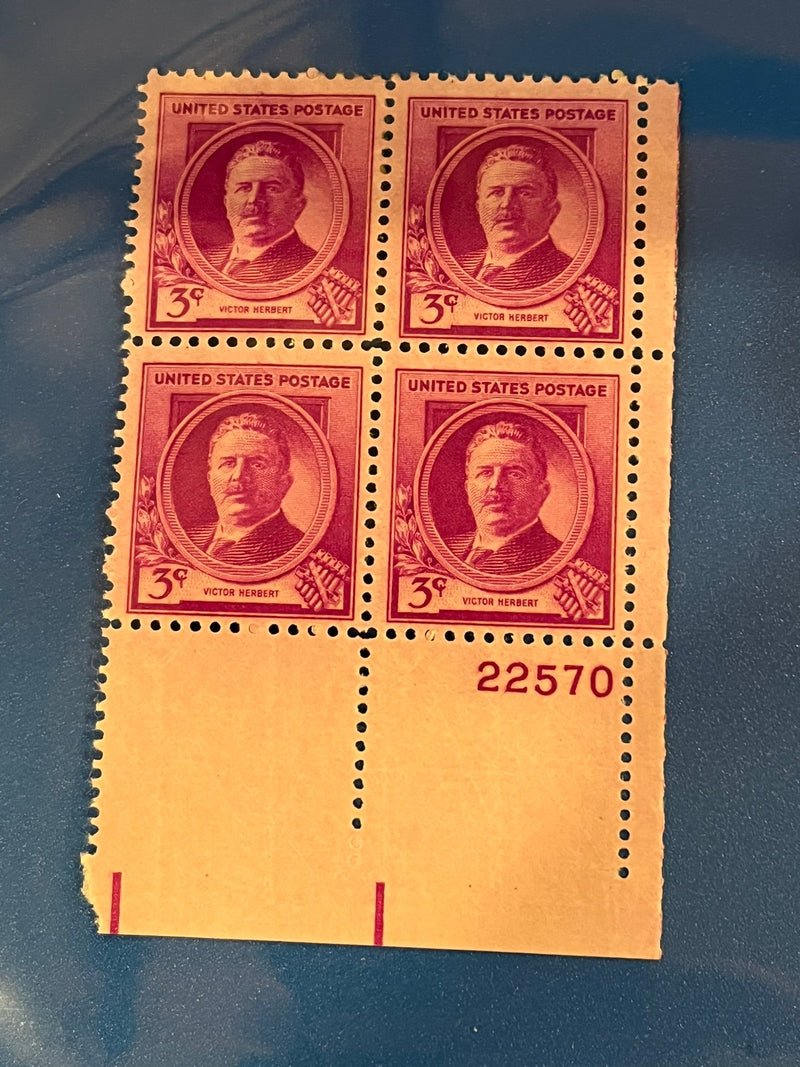 3c Victor Herbert plate block