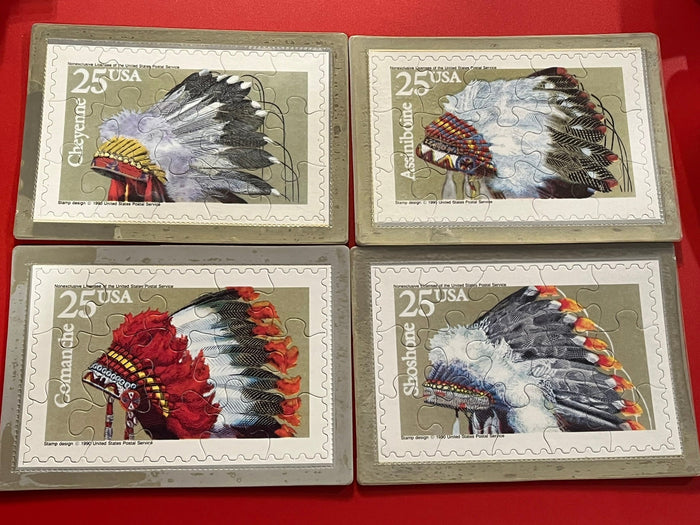 Native American Stamp Puzzles - Shoshone, Comanche,Cheyenne,Assiniboine