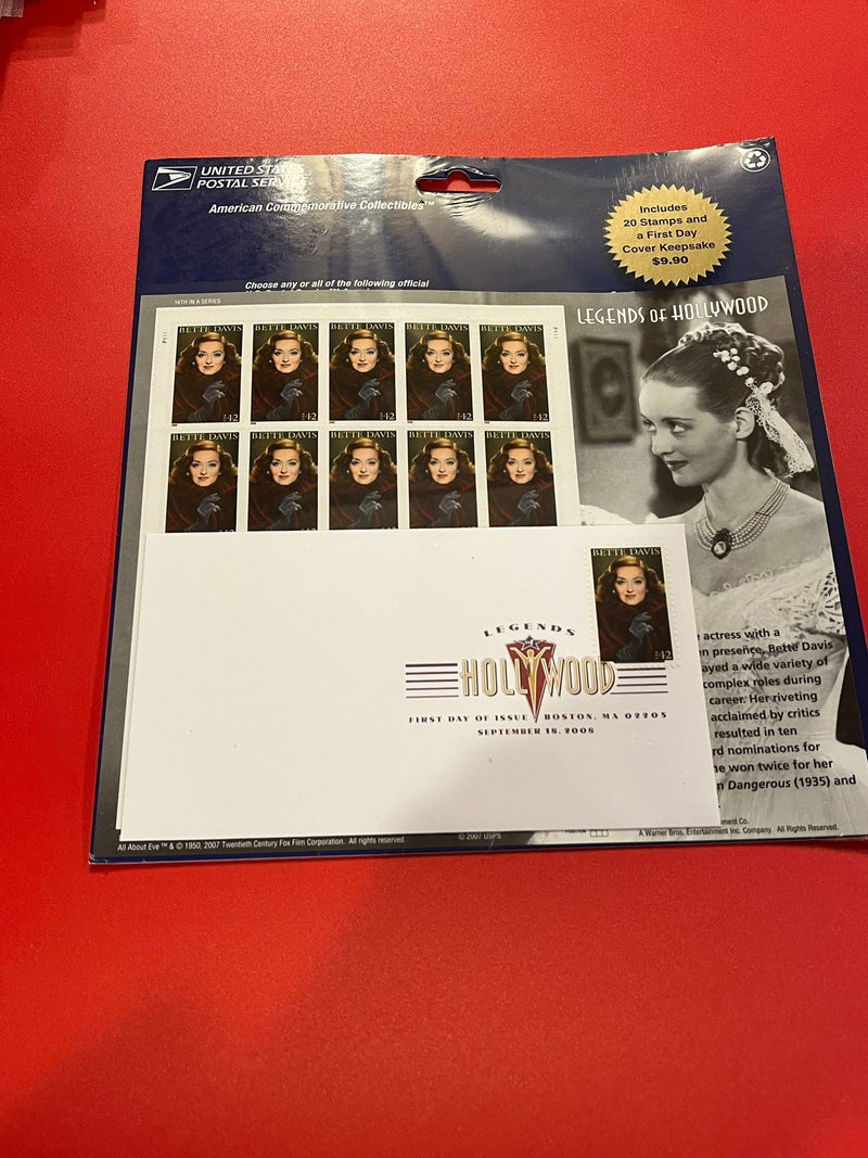 Bette Davis - Legends of Hollywood 42c / 20 stamps set and FDC