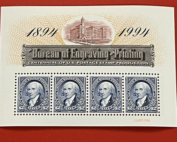 1994 $2. Bureau of Engraving & Printing sheet