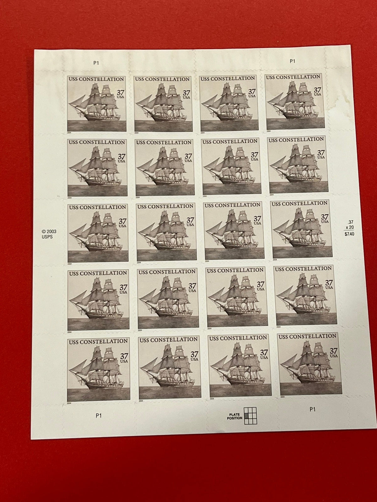 2004 37c USS Constellation mint sheet