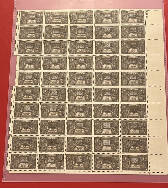 1948 3c Indian Centennial Mint Sheet