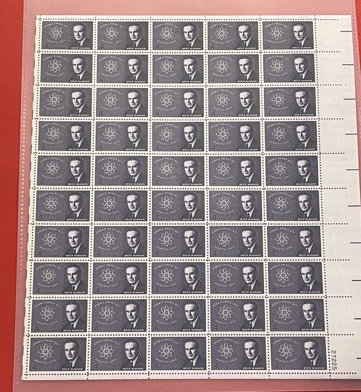 1962 4c Senator Brien McMahon Mint Sheet