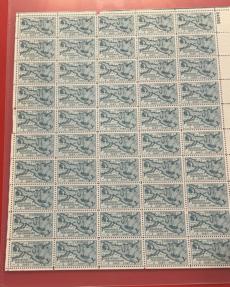 3c Annapolis Tercentennary Mint Sheet