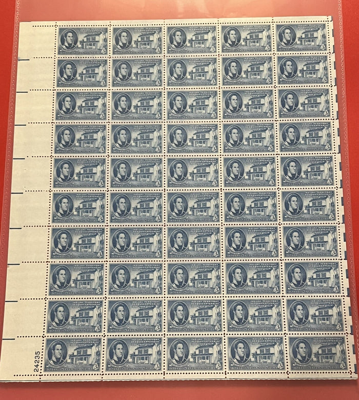 3c Indianna Territory  Mint Sheet  1950