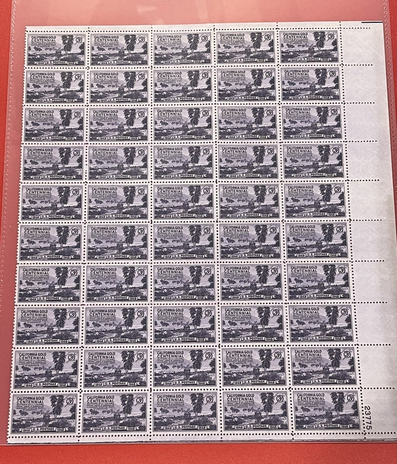 1948 3c California Centennial Mint Sheet