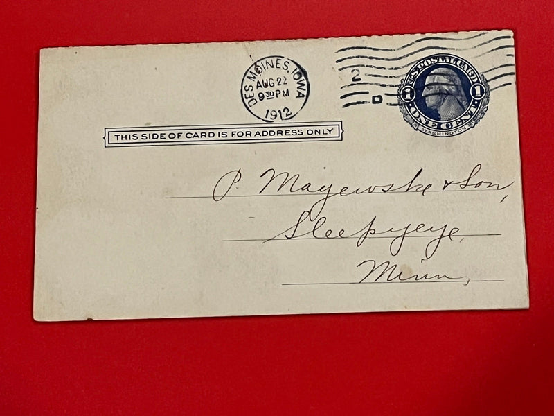 1912 Washington Blue Postal Card